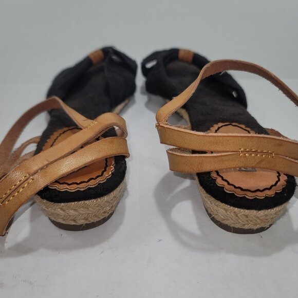 Bongo‎ Women's 10 Black Eyelet Fabric Bow Sandal Boho Hippie Summer Festival Y2K - Picture 7 of 10
